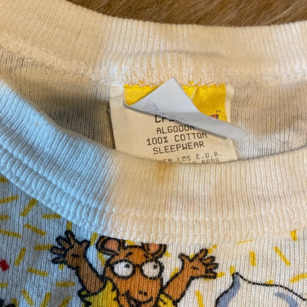 VTG Rare Arthur Aardvark Cartoon Long Eddies Childrens (2)pc. Pajamas 8 Yrs